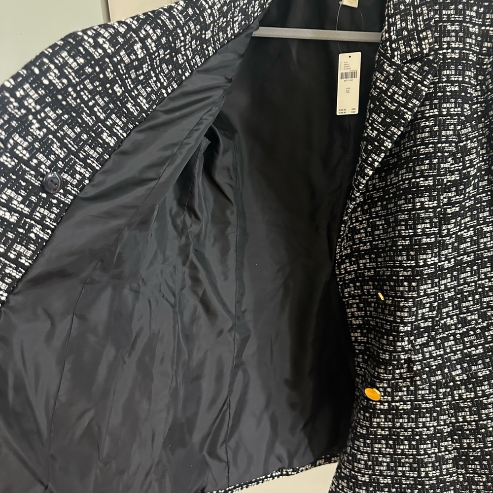 NWT! Anthropologie Maeve Black & White Blazer with gold details - Picture 7 of 11
